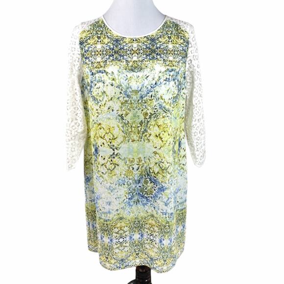 Ivanka Trump Floral and Lace Dress Green Blue Size 12 - Picture 10 of 10